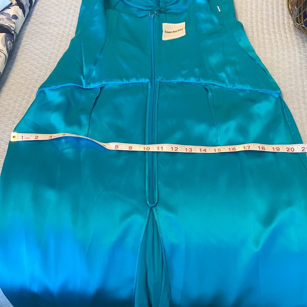 Exquisite turquoise high-end designer silk gown - Picture 12 of 15